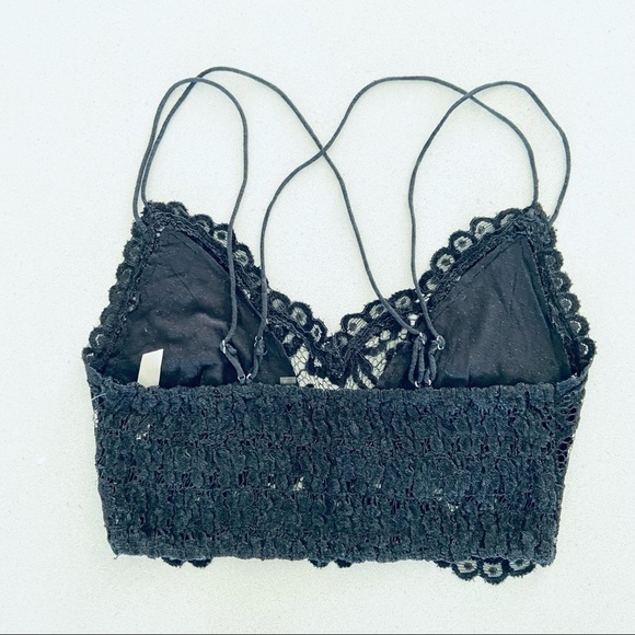 NWOT Free People Celine Black Velvet Lace Bralette Size Small - Picture 6 of 6